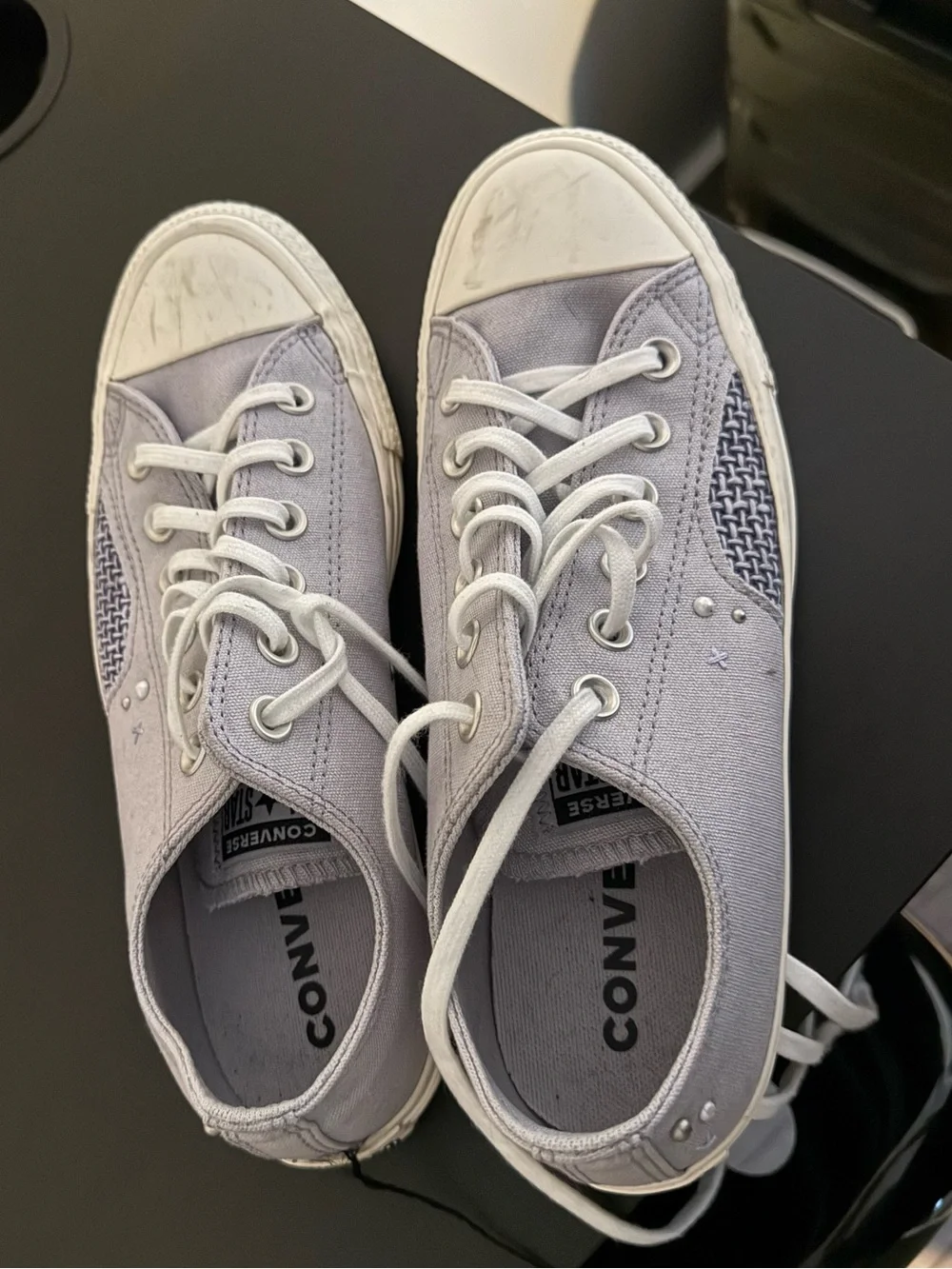 Converse Low-Top Canvas Sneakers in Pale Lavender and White - Picture 3 of 3